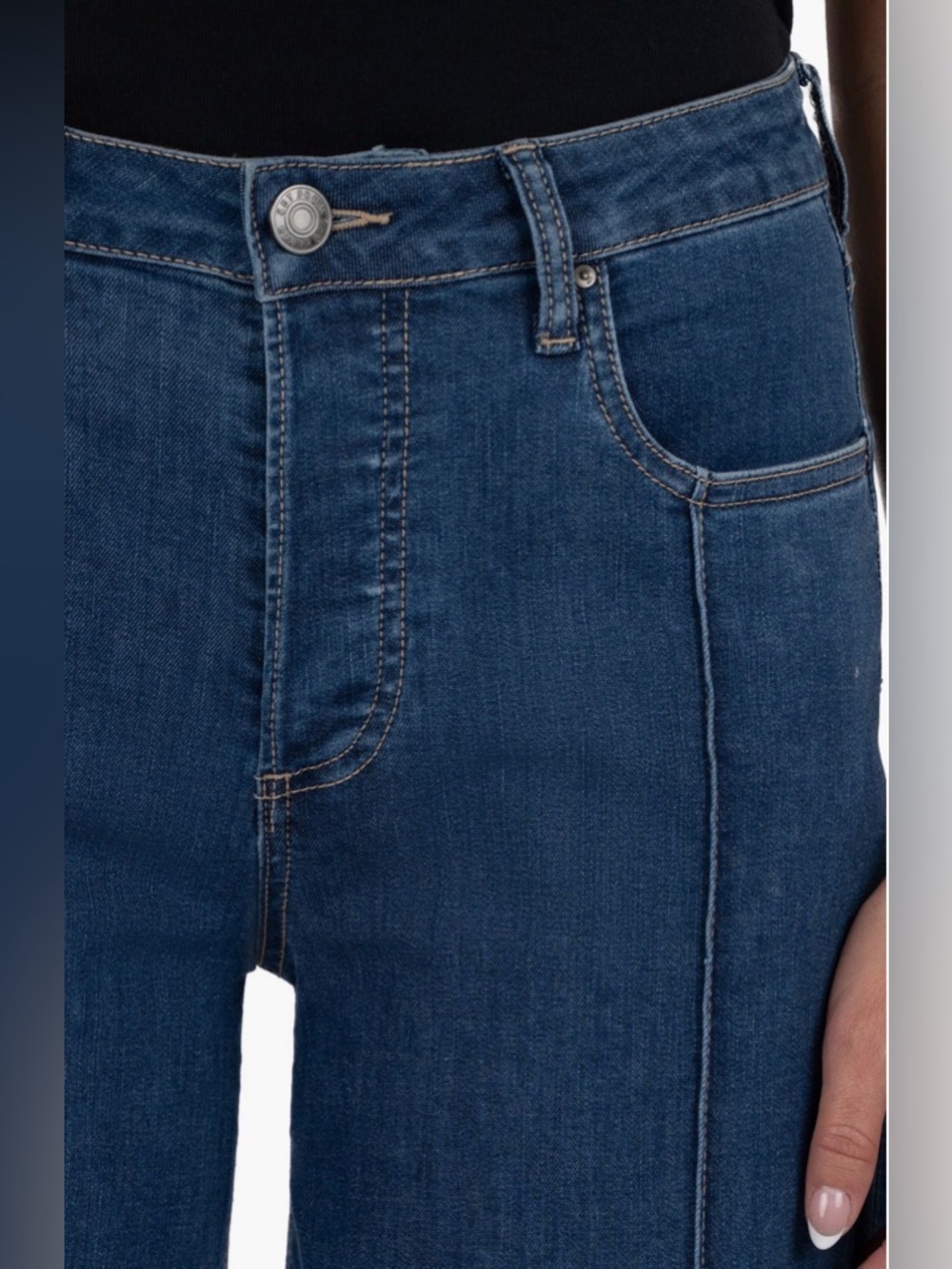 KUT from the Kloth Margo Cuffed Pintuck Wide Leg Jeans-Size 8-NWT - Picture 4 of 14